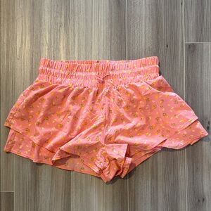 JoyLab Coral Pink Athletic Shorts with Gold Floral Accents